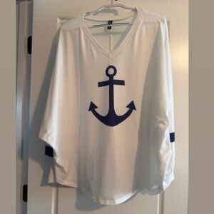 Women’s Plus Nautical V-Neck Raglan Top